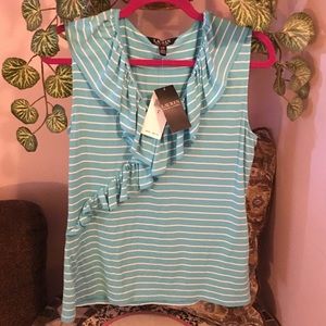 NWT by Ralph Lauren…. A pretty blousy type top with ruffles on front, size Large